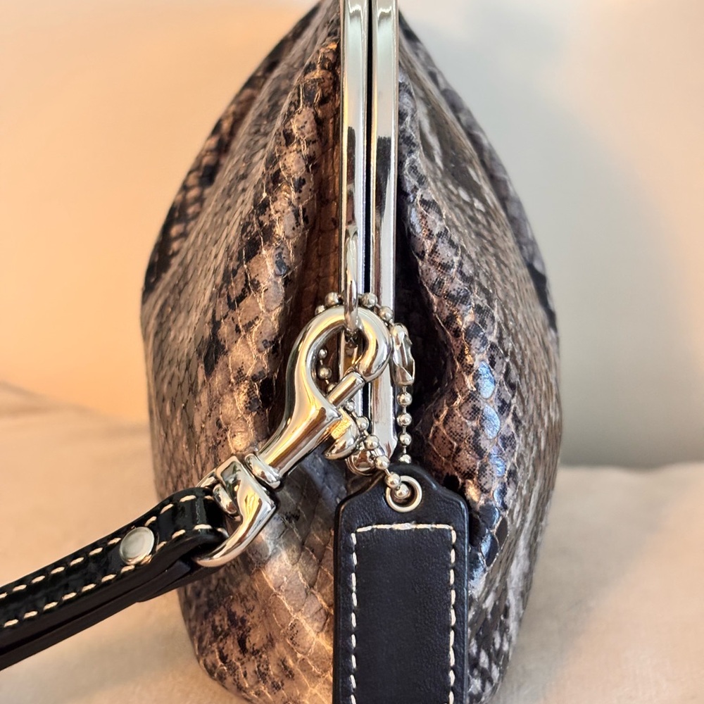 COACH Black and Gray Python Printed Leather Frame… - image 5